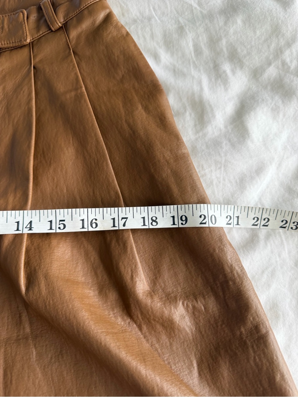 The Frankie Shop Pernille Pleated Faux Leather Shorts in Brown - Picture 14 of 16